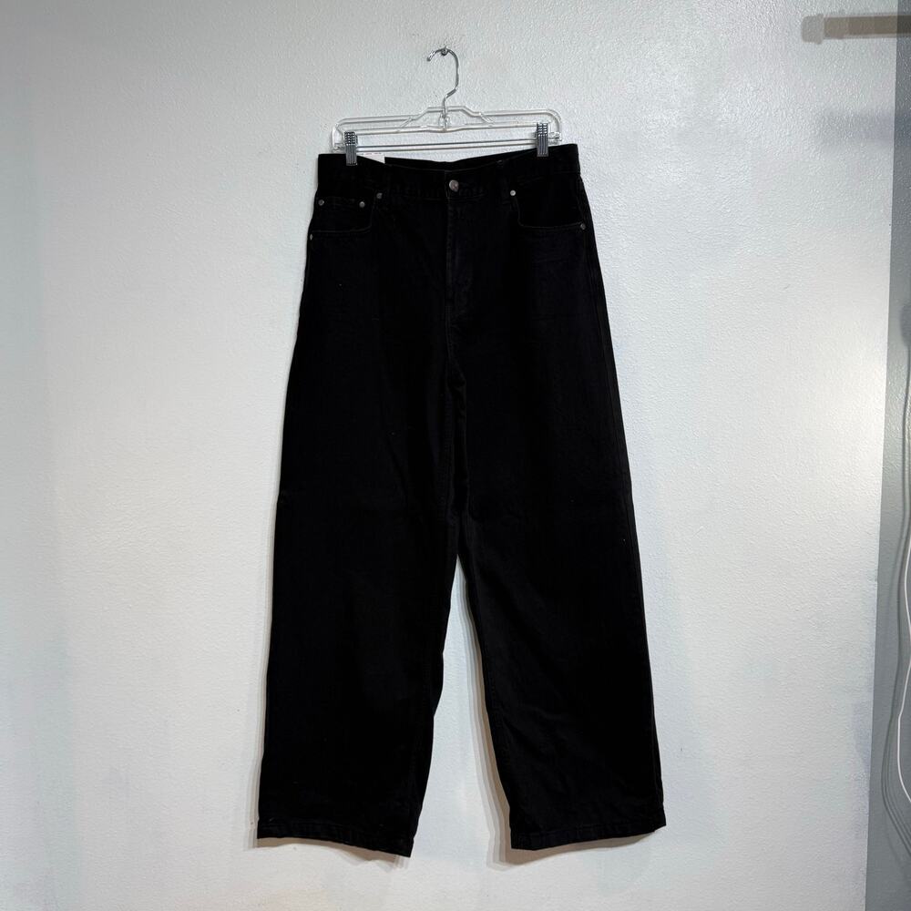 Zara Black Mid Rise Loose Fit Wide Leg Jeans Sz 8 NWT - Picture 2 of 10